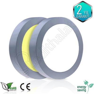 12 Watt Krom Kasa Sıva Üstü Yuvarlak Gün Işığı Led Panel