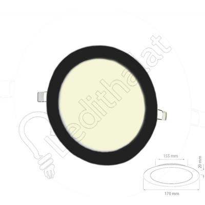 12 Watt Sıva Altı Yuvarlak Siyah Kasa 4000 Kelvin Led Panel