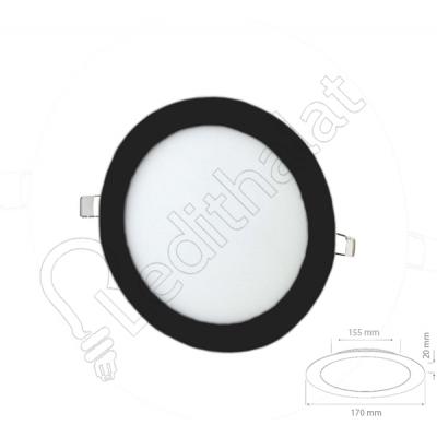 12 Watt Sıva Altı Yuvarlak Siyah Kasa Beyaz Işık Led Panel