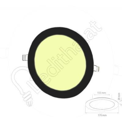 12 Watt Sıva Altı Yuvarlak Siyah Kasa Gün Işığı Led Panel