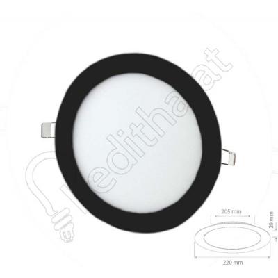 18 Watt Sıva Altı Yuvarlak Siyah Kasa Beyaz Işık Led Panel