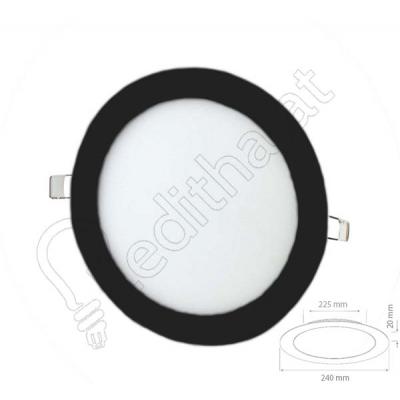 20 Watt Sıva Altı Yuvarlak Siyah Kasa Beyaz Işık Led Panel