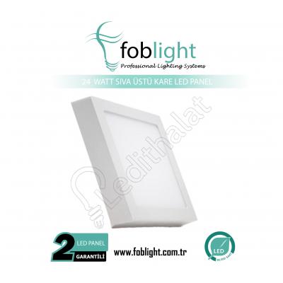 24 Watt Kare Sıva Üstü Beyaz Işık Led Panel