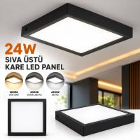 24W Siyah Kasa Sıva Üstü Kare LED Panel