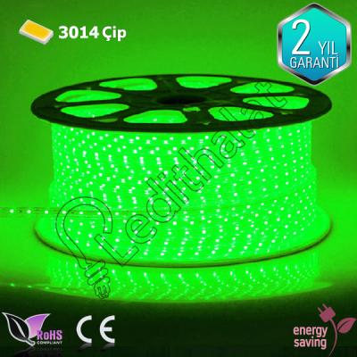 3014 Dış Mekan Şerit Led 220 Volt Yeşil 100 Metre