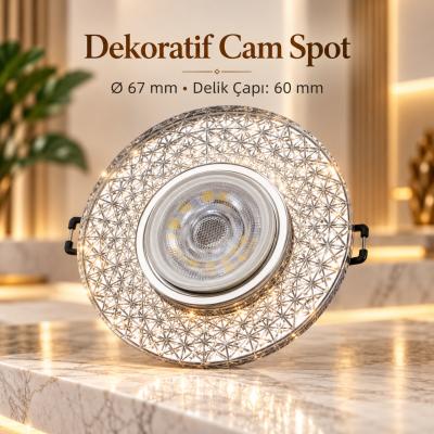 Dekoratif Kristal Cam Spot Armatür GU10