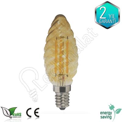 E14 duy desenli rustik mum ampul