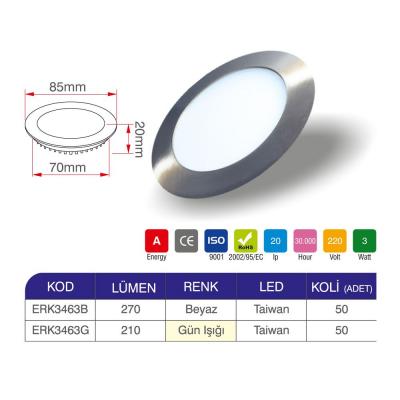 Erk 3 Watt Saten Kasa Led Panel ERK3463 - 2 li