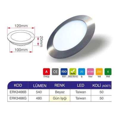 Erk 6 Watt Saten Kasa Led Panel ERK3466 - 2 li