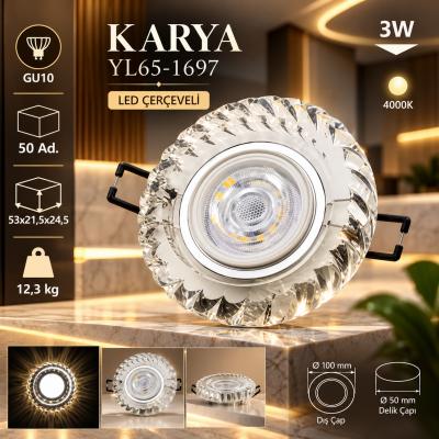 Karya Kristal Cam Spot Armatür GU10 3W 4000K
