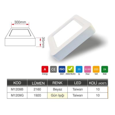 Opto MiniSun 24 Watt Led Panel Sıva Üstü Kare M1209 - 2 li