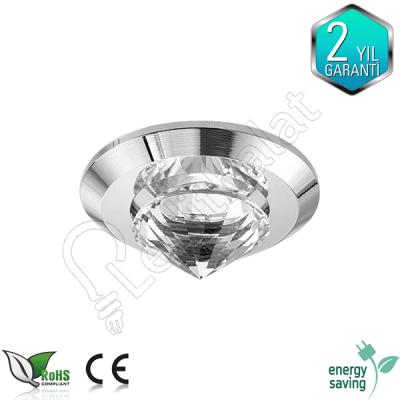 ZE395 Krom Kasa 2 Watt Power Ledli Kristal Cam Spot