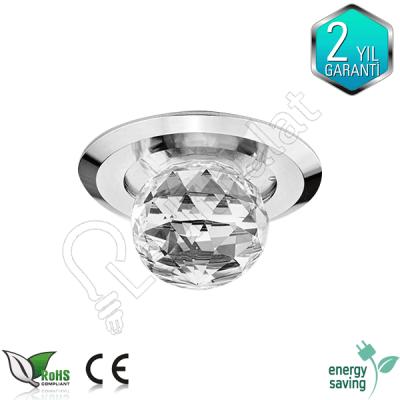 ZE396-CH Krom Kasa 2 Watt Power Ledli Kristal Cam Spot