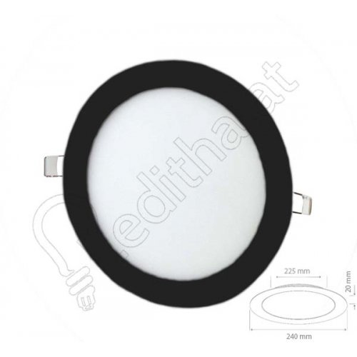 20 Watt Sıva Altı Yuvarlak Siyah Kasa Beyaz Işık Led Panel