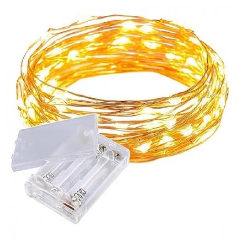 Ack Peri Led 10 Mt Pilli Sarı Işık Süsleme Işığı 100 Led 255lm 3w AS90-00990