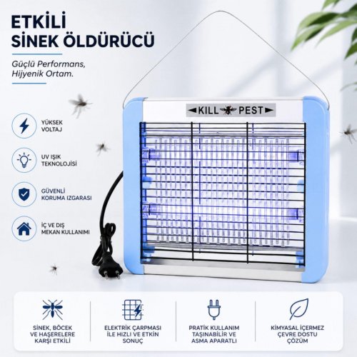 Elektrikli UV Sinek Öldürücü | UV Işıklı Böcek ve Haşere Öldürücü Cihaz
