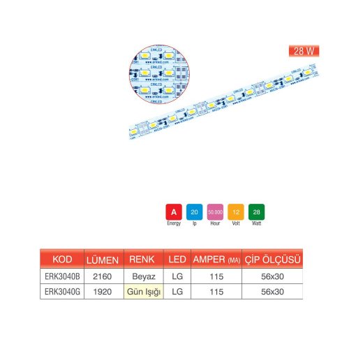 Erk İç Mekan Ip20 48 Led Bar ERK3040BG - 2 li