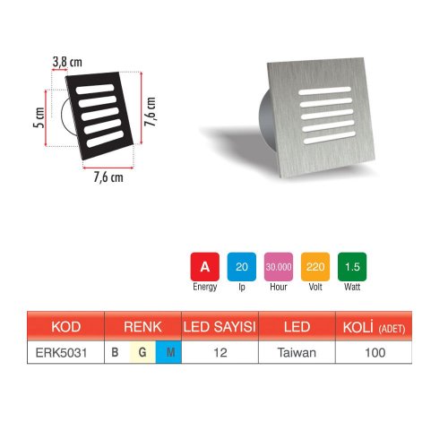 Erk Panjur Krom Merdiven Ve Duvar Armatürü ERK5031 - 2 li