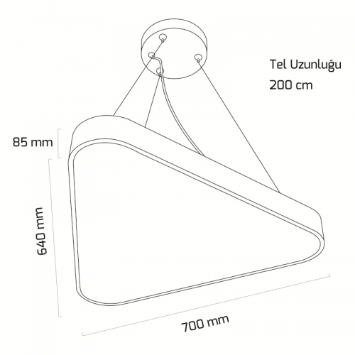 Goya 75W Üçgen Pizza-60 Sıva Üzeri Sarkıt Linear Armatür